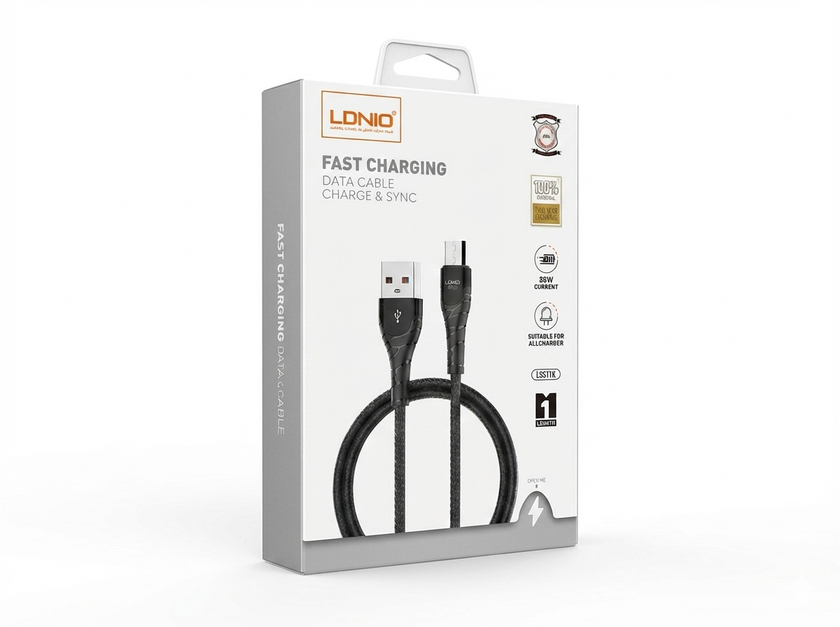 كيبل شحن ايفون ونقل بيانات LDNIO LS511K بقوة 30 واط - USB إلى Micro بطول 1 متر